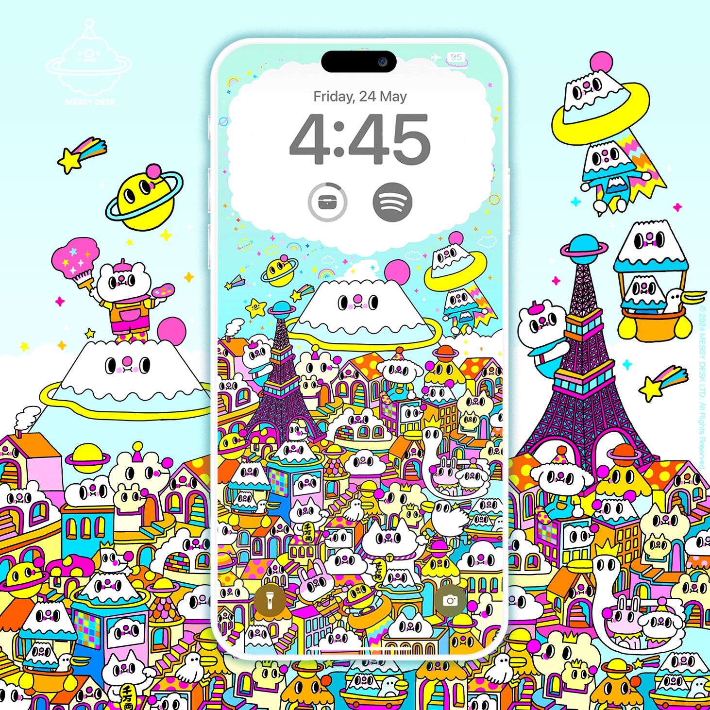 Cloudy Bear and Fuji Mountain Wallpaper
